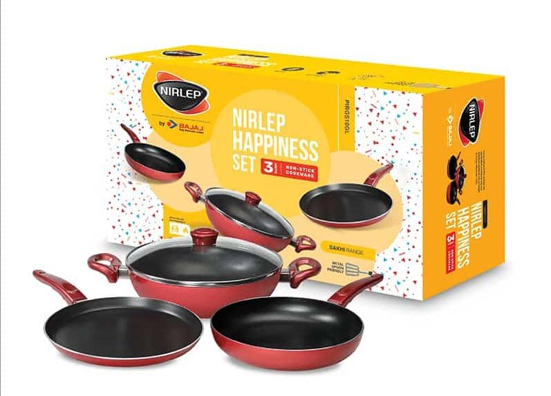 Ensemble d'ustensiles de cuisine en aluminium, 4pcs très lourds casseroles et poêles revêtues antiadhésives.