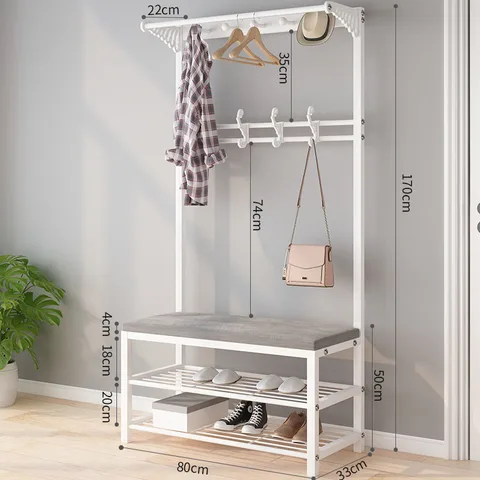 Canapé à chaussures mobile T1 pour chambre à coucher, vêtements en métal, meubles d'entrée de maison