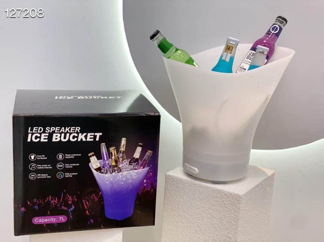 Seau à glace électroluminescent Bluetooth, lumière LED, petit seau à bière Audio Portable, seau à glace de Camping, Bar, ustensiles de Bar, accessoires d'ambiance.